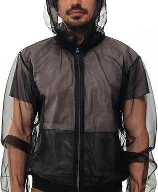 Mosquito Jacket, Mesh Zipper Bug Shirt Mosquito Suit, Outdoor Summer Mosquito Net Clothing for Fishing Hiking